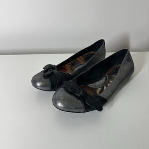 Born Molly Flat 8.5 M Silver Acciaio Metallic Leather Slip On Shoes